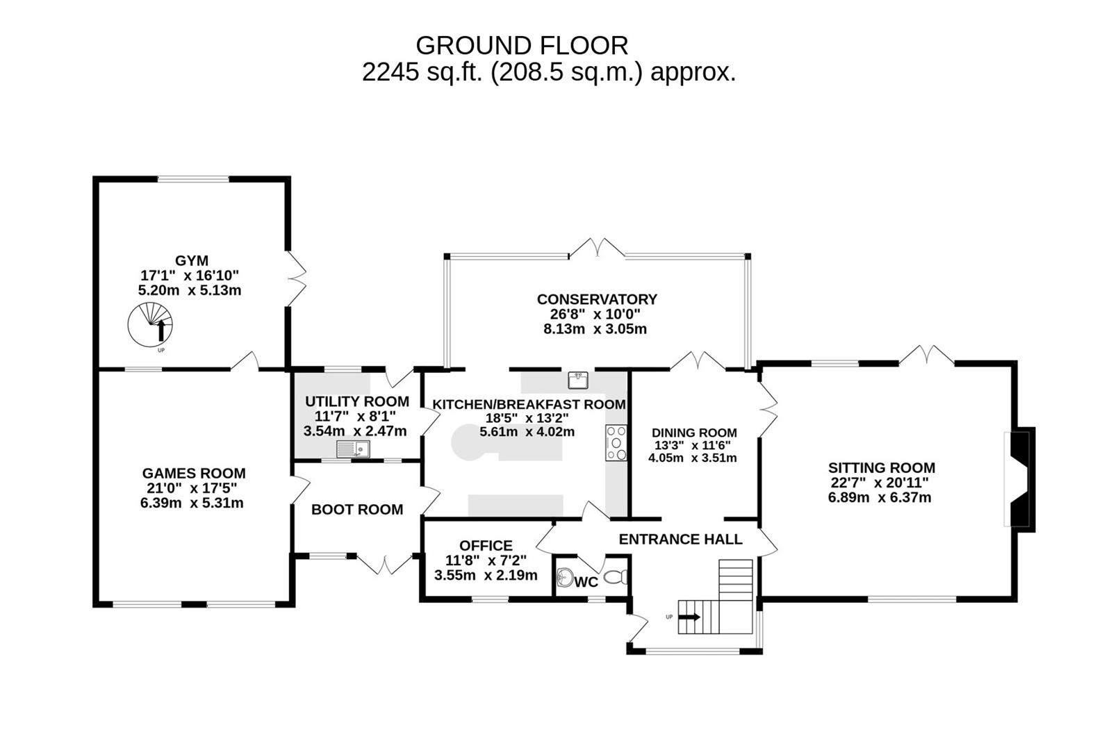 Floorplan for 1 Greenfields, Cheltenham Road East, Churchdown