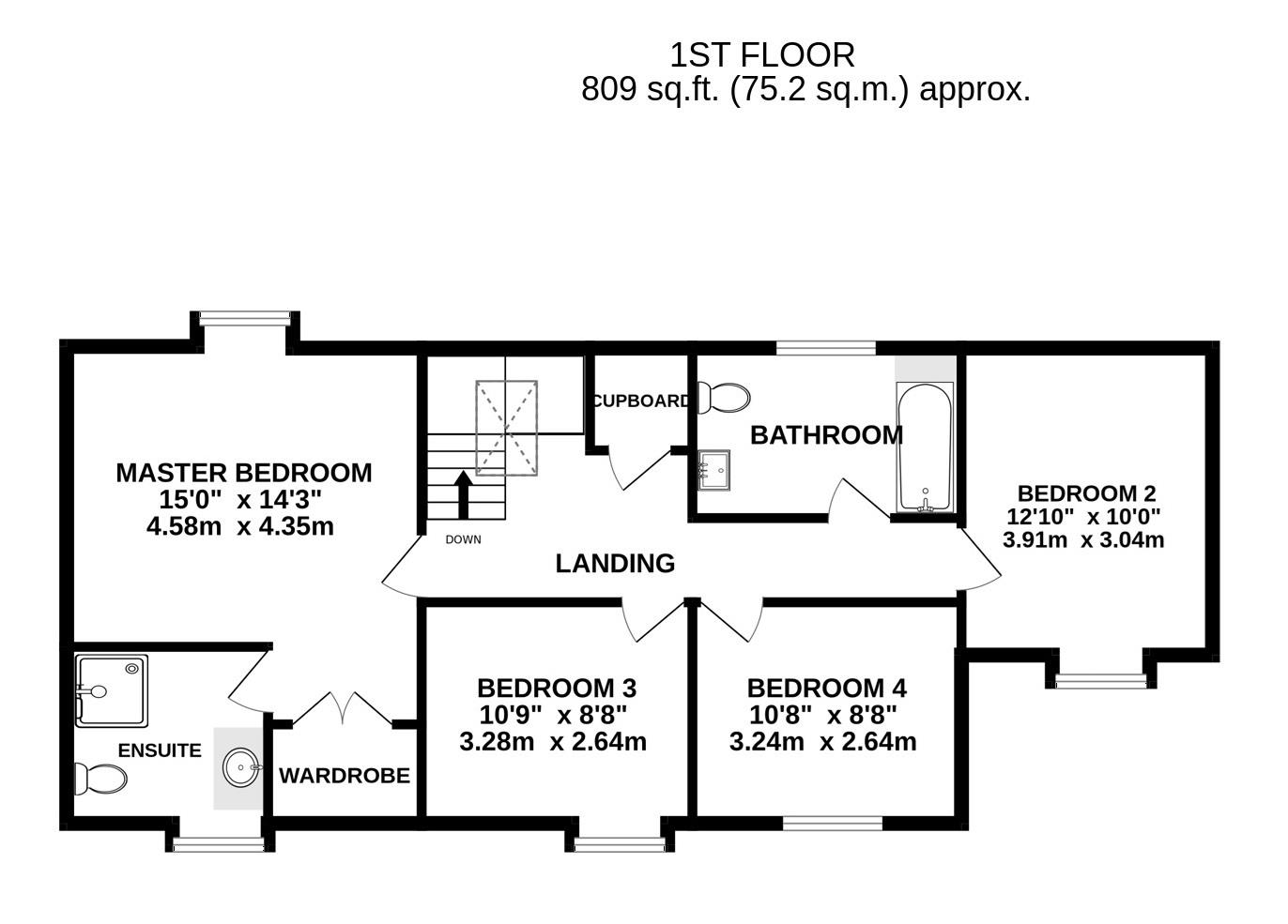 Floorplan for Watts Close, Hucclecote