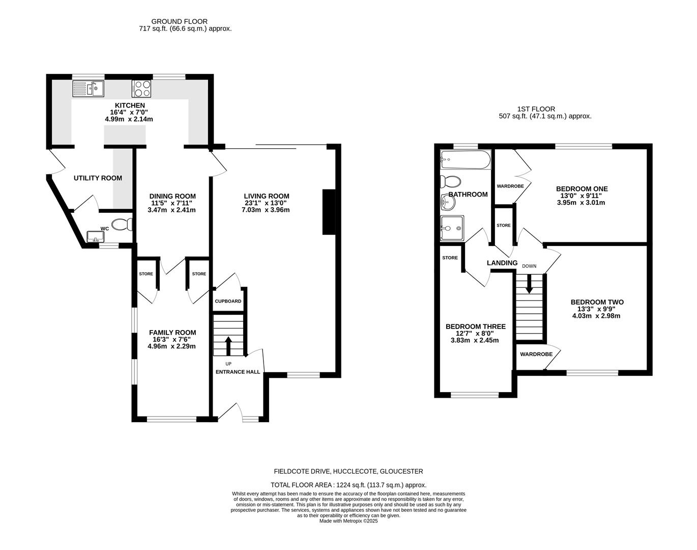 Floorplan for Fieldcote Drive, Hucclecote, Gloucester