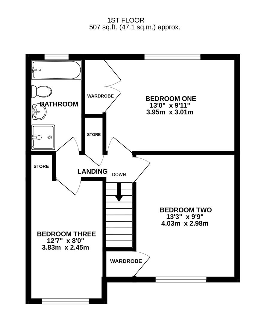 Floorplan for Fieldcote Drive, Hucclecote, Gloucester