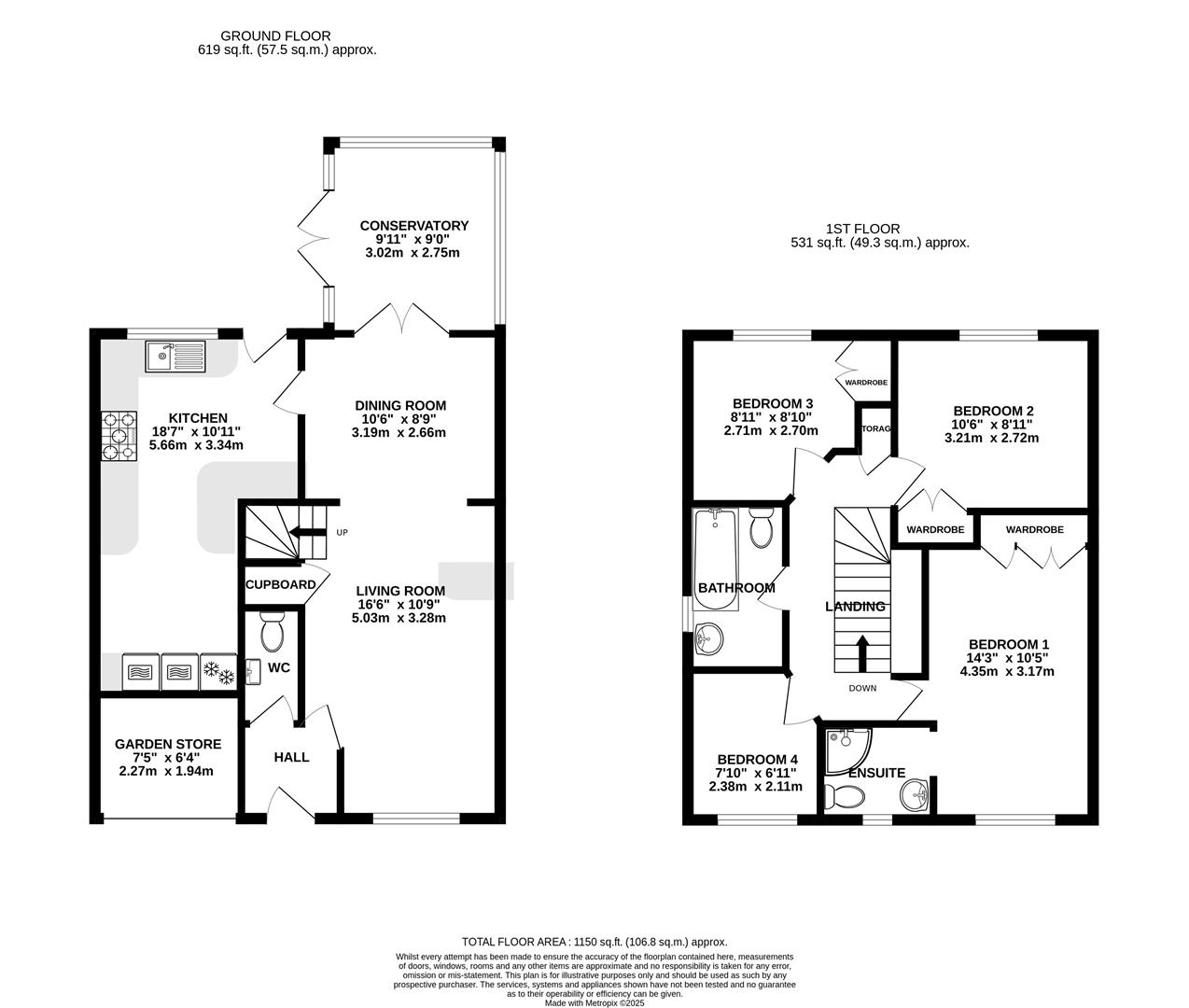 Floorplan for Stocken Close, Hucclecote, Gloucester