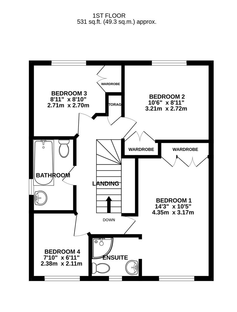 Floorplan for Stocken Close, Hucclecote, Gloucester