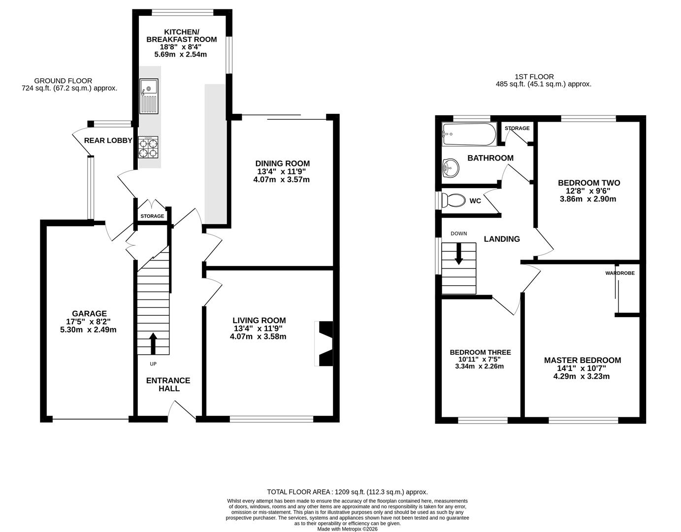 Floorplan for Brookfield Road, Hucclecote, Gloucester