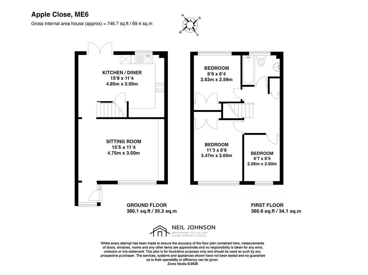 Floorplan for Apple Close, Snodland, ME6 5JP