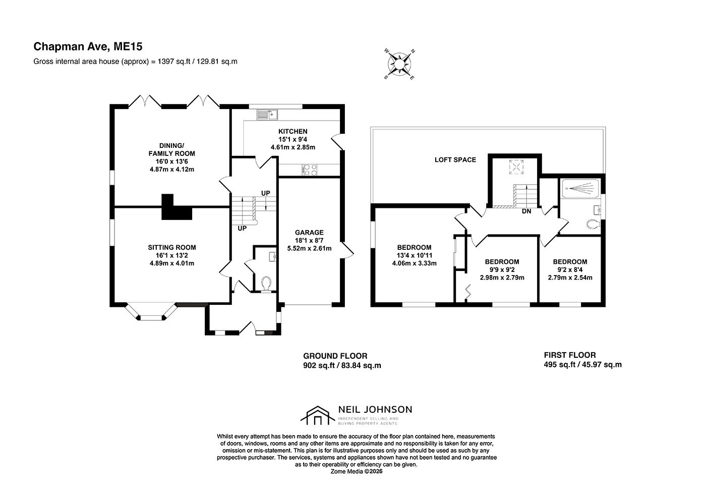 Floorplan for Chapman Avenue, Maidstone, ME15 8EN