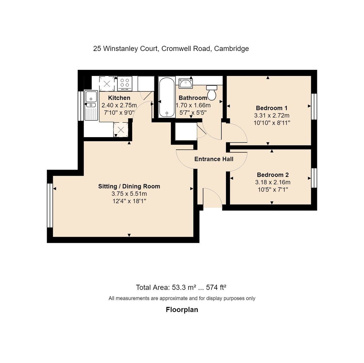 Floorplan for Winstanley Court, Cromwell Road, Cambridge, CB1