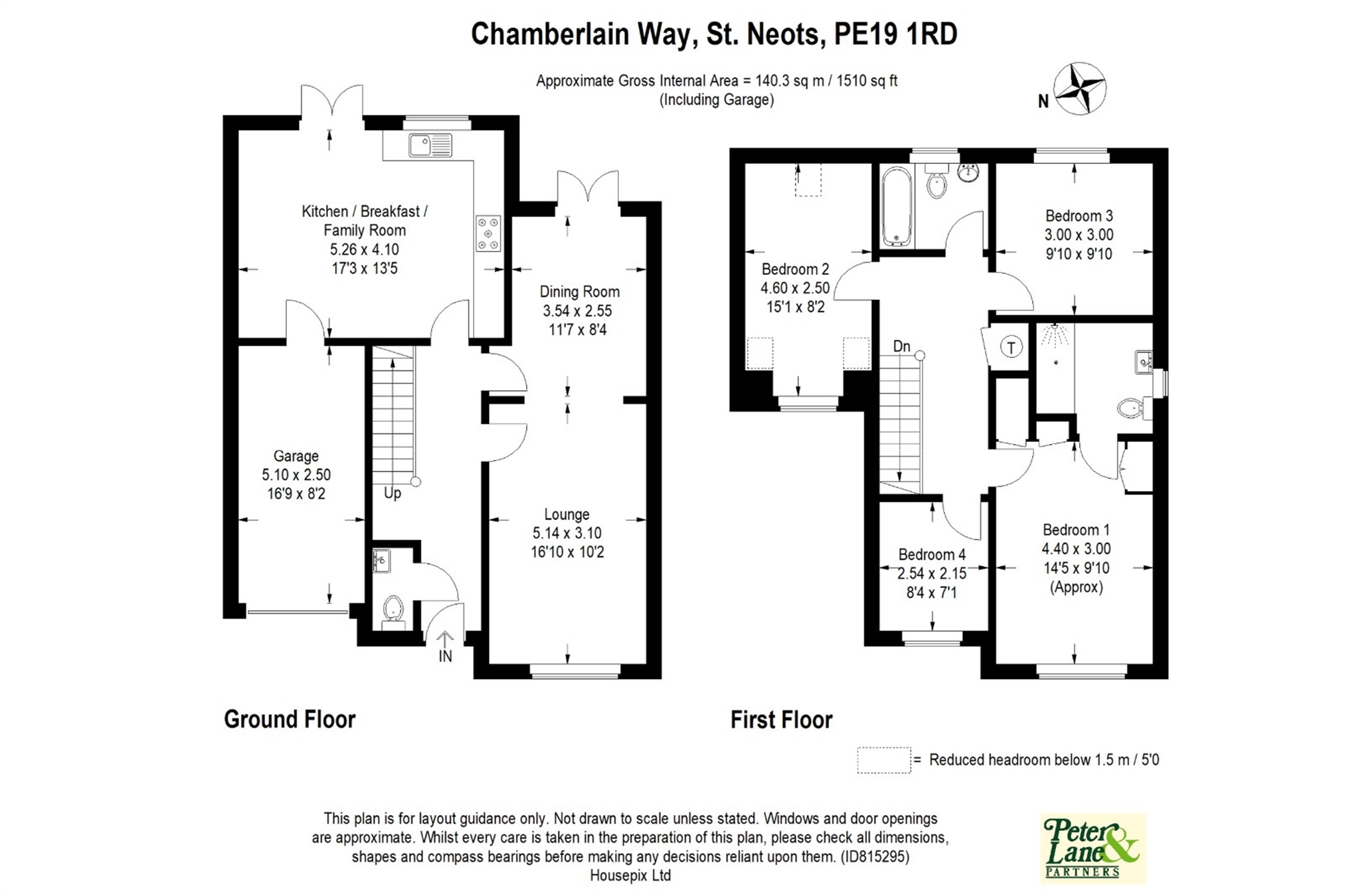 Floorplan for Chamberlain Way, St Neots, Cambridgeshire
