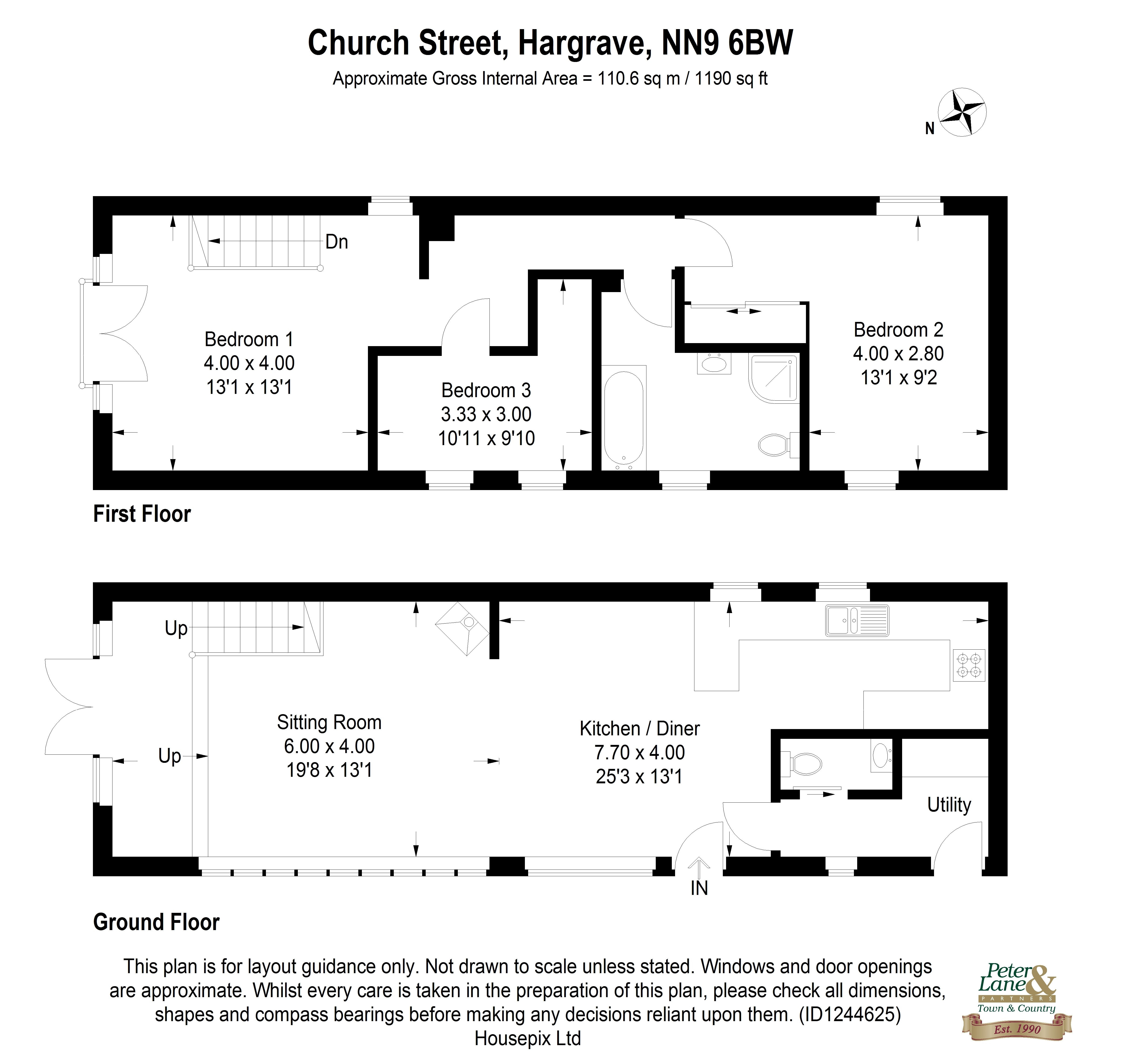 Floorplan for Church Street, Hargrave, Northamptonshire