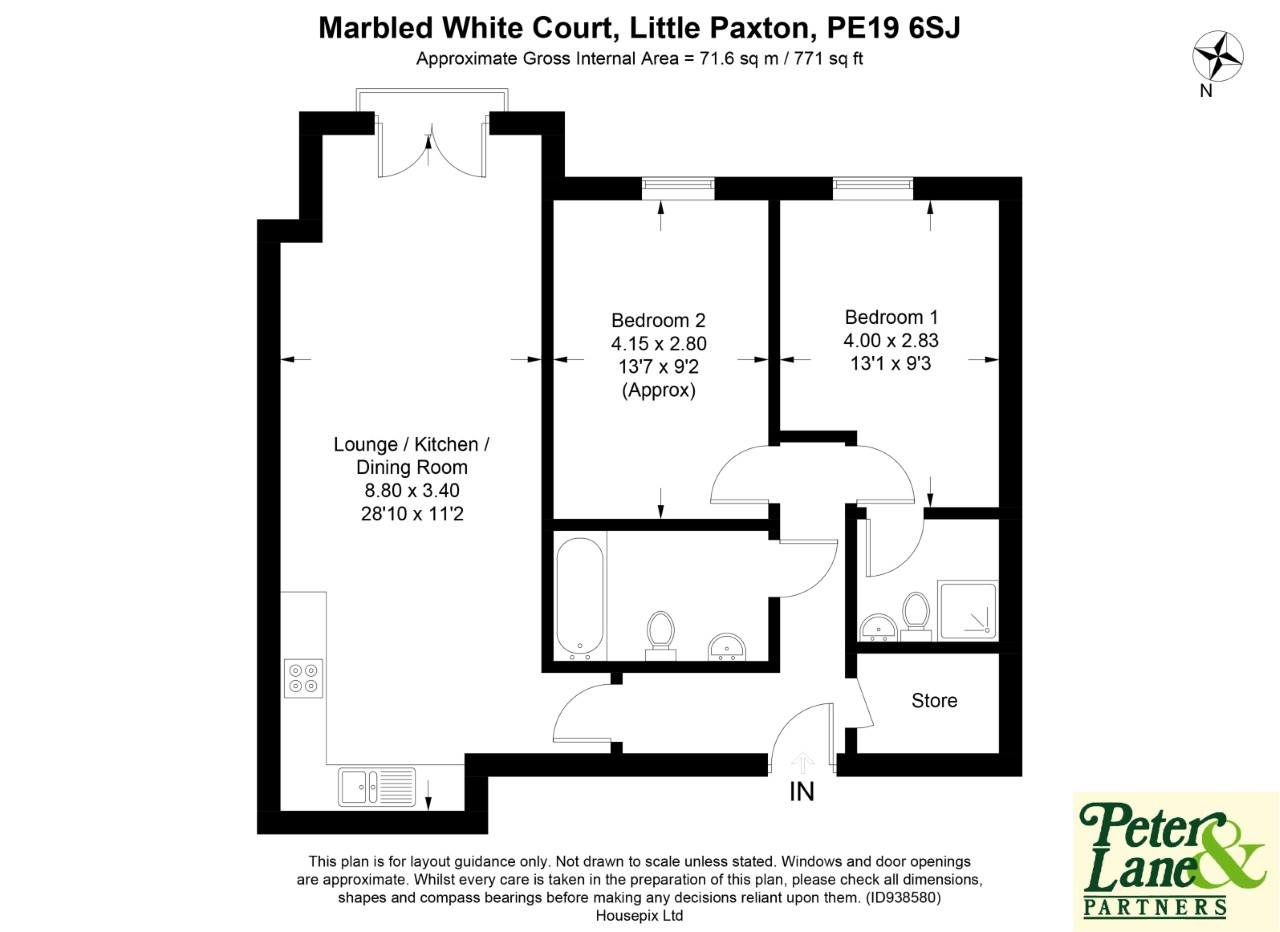 Floorplan for Little Paxton, St Neots, Cambridgeshire