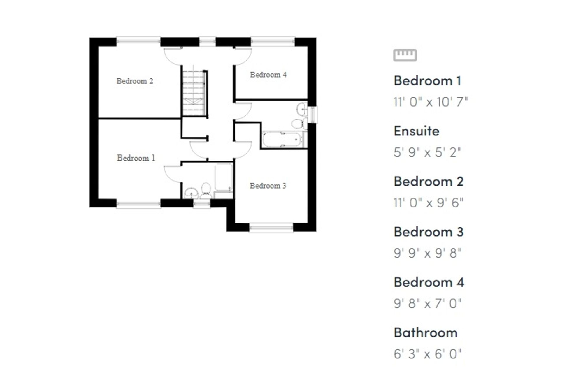 Floorplan for Plot 150, Parc Tondu, CF32