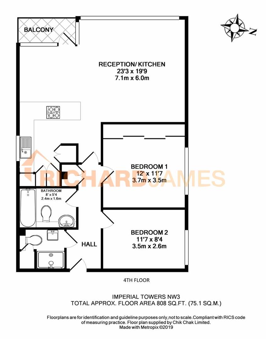 Floorplan for Imperial Towers,Netherhall Gardens
