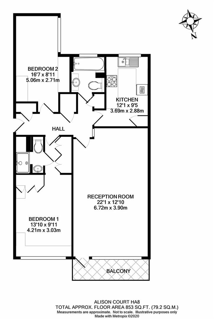 Floorplan for Alison Court, Hale Lane, Edgware, HA8