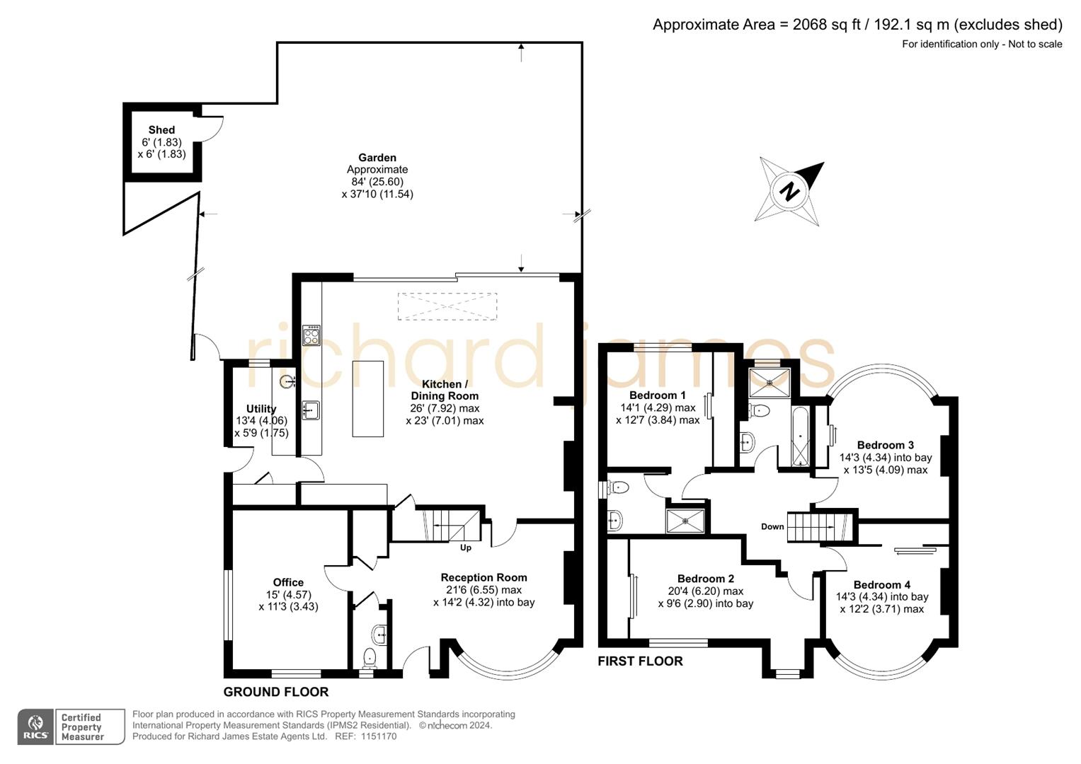 Floorplan for Copthall Gardens, Mill Hill, London, NW7