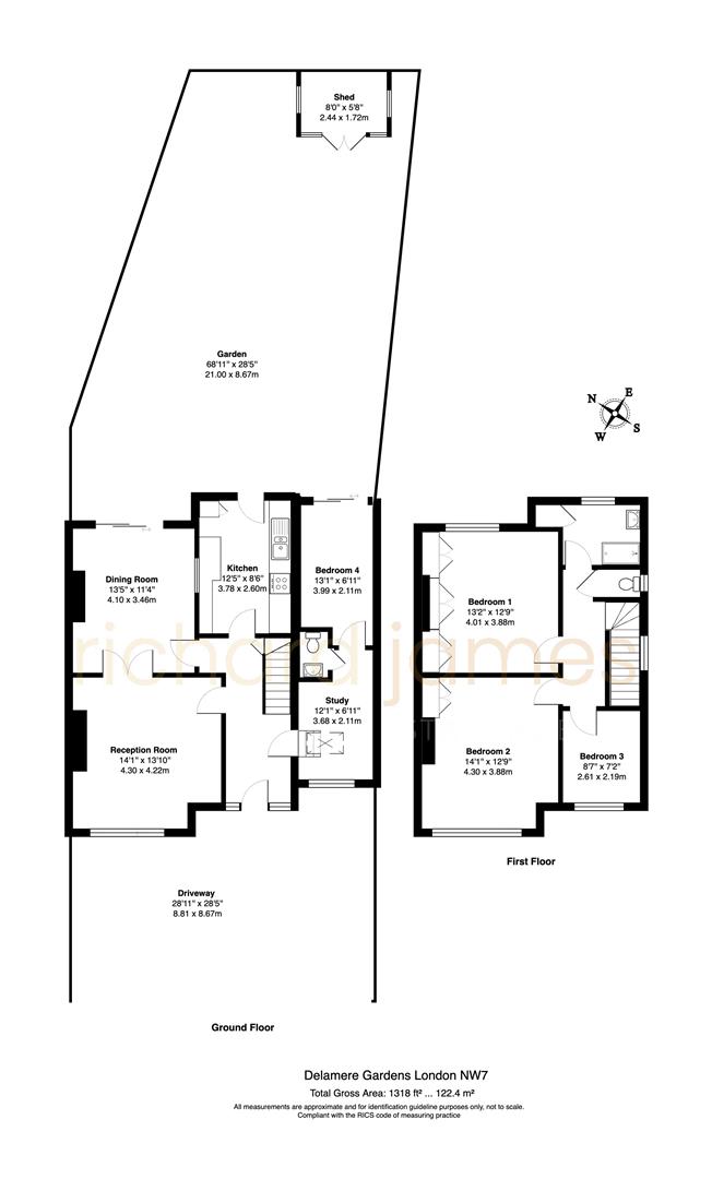 Floorplan for Delamere Gardens, Mill Hill, London
