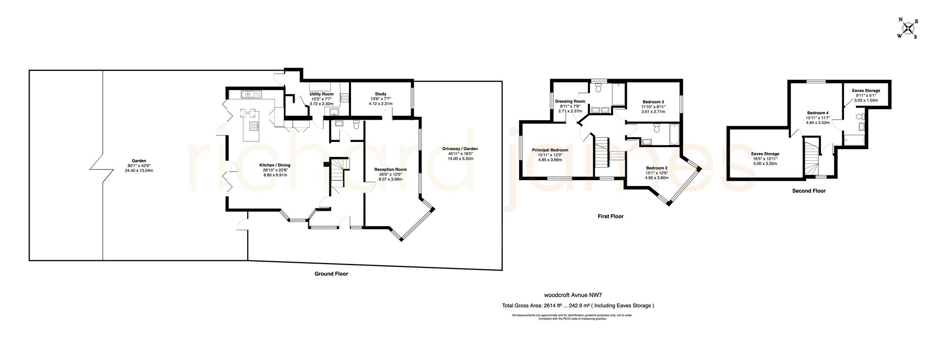 Floorplan for Woodcroft Avenue, Mill Hill, NW7