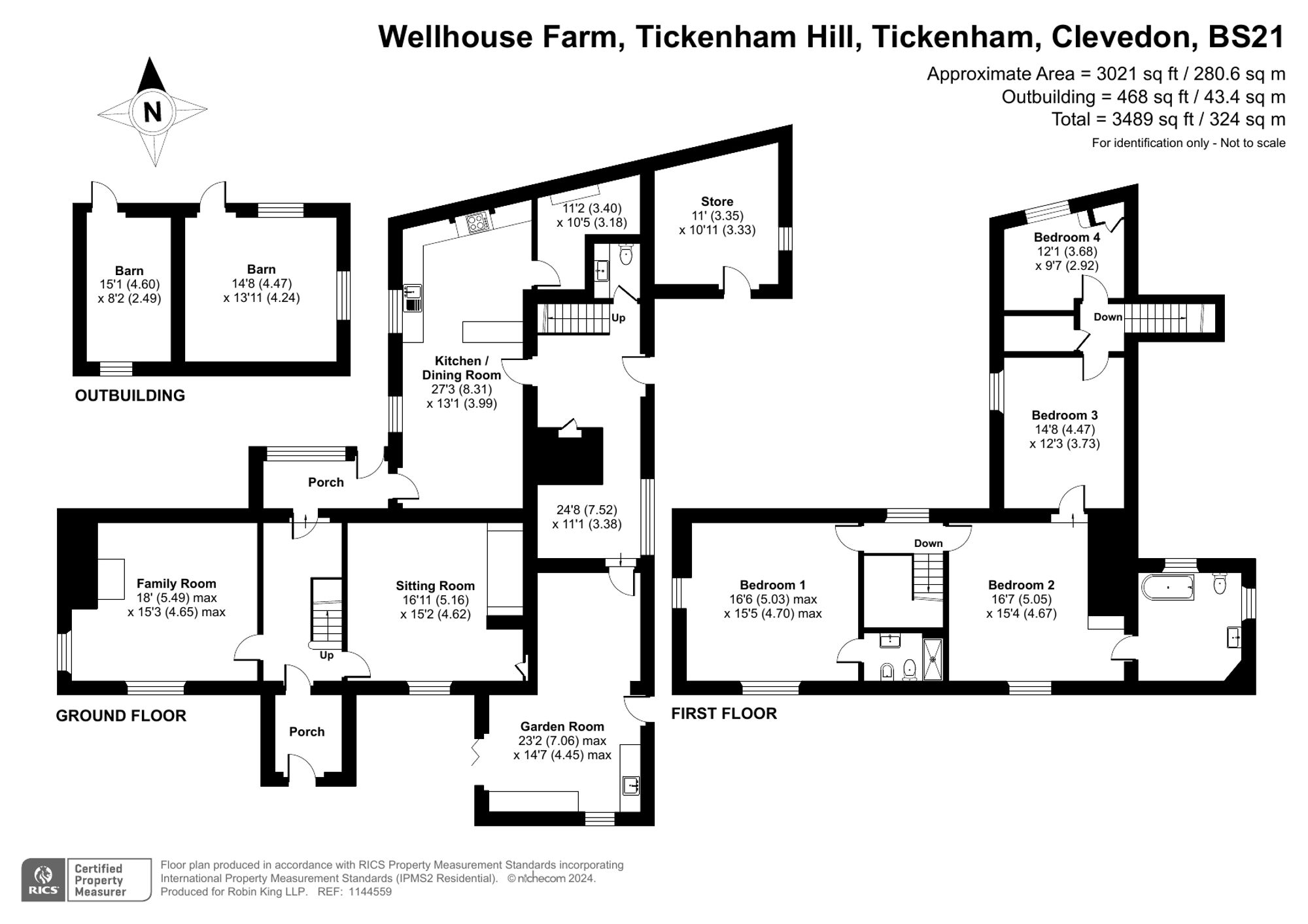 Floorplan for Wellhouse Farm, Tickenham, BS21 - exquisitely presented character farmhouse with glorious gardens