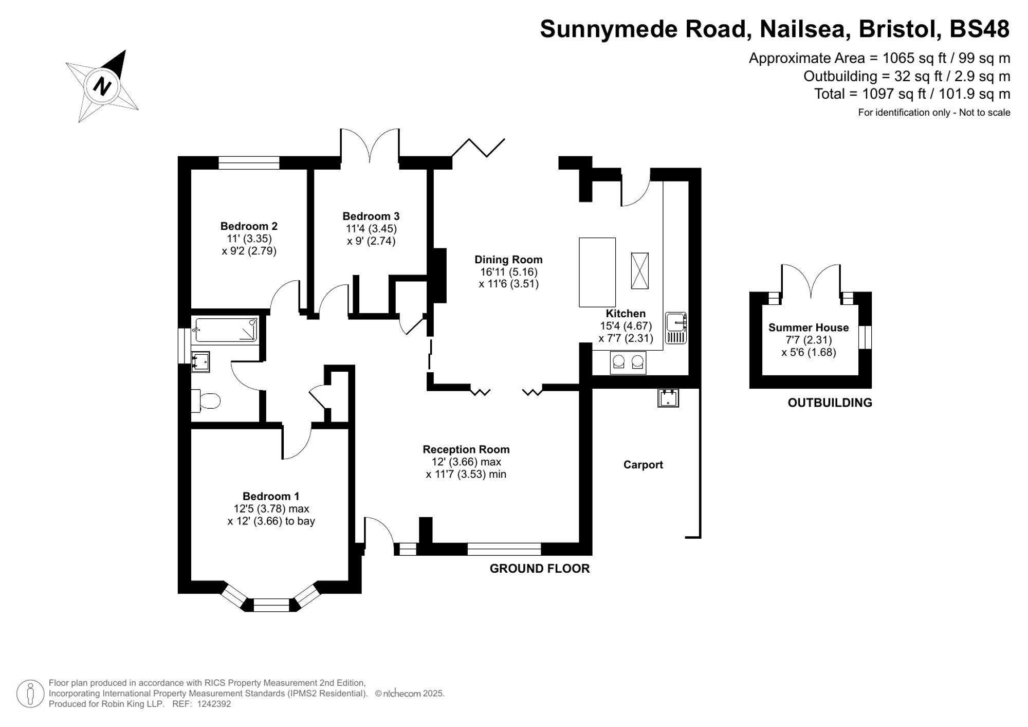 Floorplan for Fleur de Lys, Sunnymede Road, Nailsea