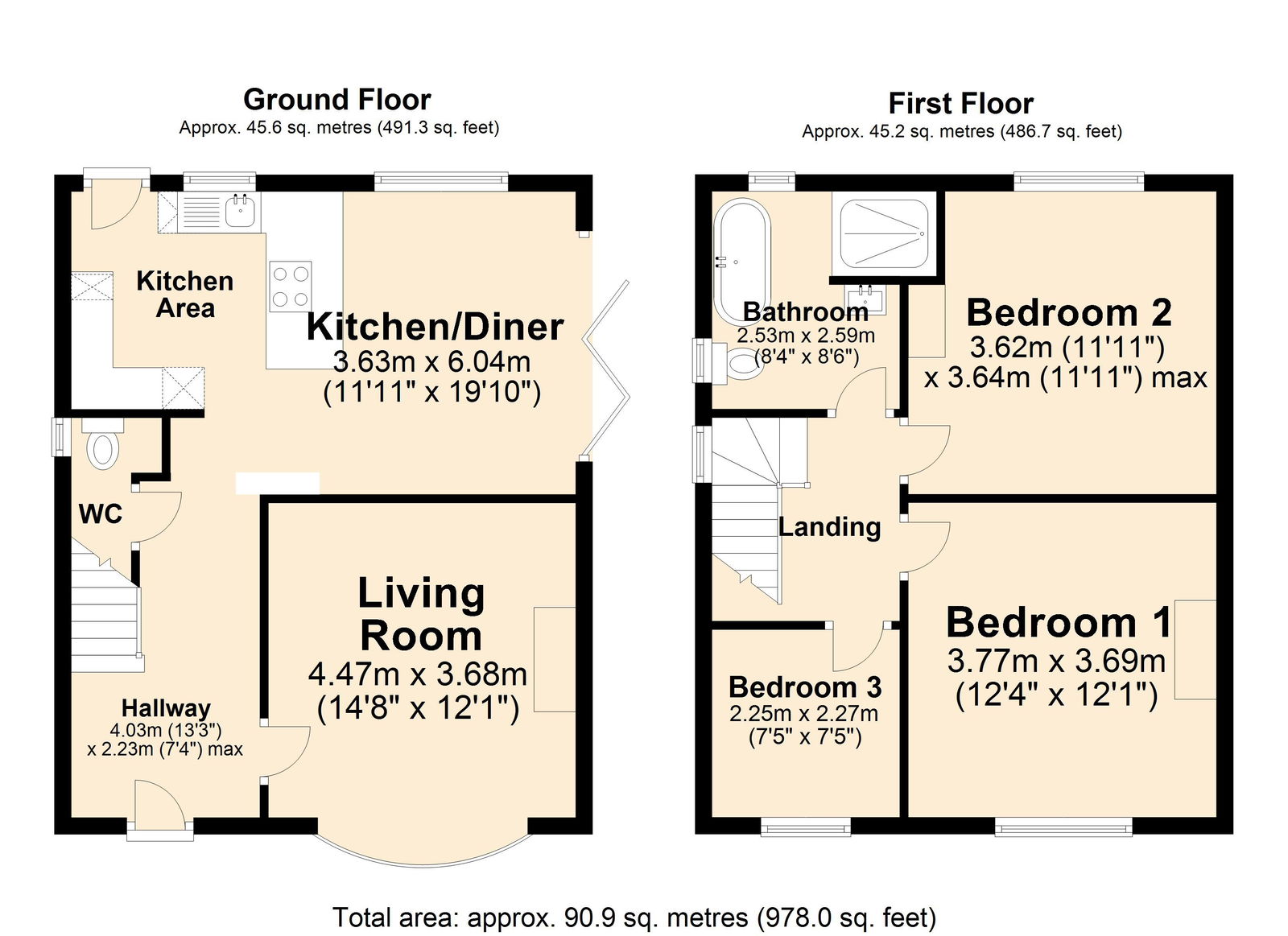 Floorplan for Thorncliffe Avenue, Darley Dale, DE4 2HU