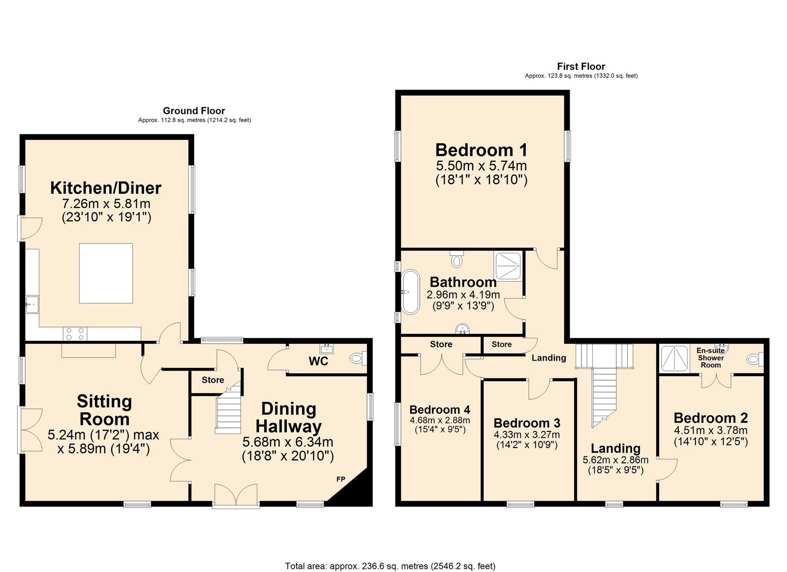 Floorplan for The Stables, Overton Hall, Overton, Ashover.