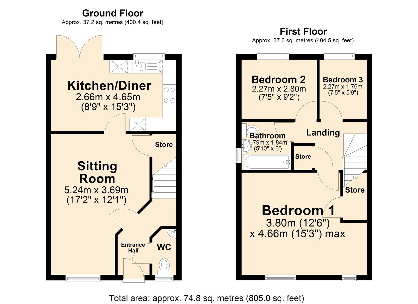 Floorplan for Weavers Road, Darley Dale, Matlock.