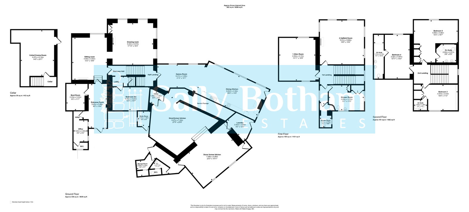 Floorplan for Derbyshire Country House, Nr Matlock