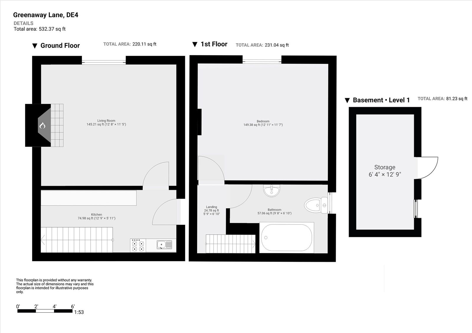 Floorplan for Greenaway Lane, Hackney, Matlock