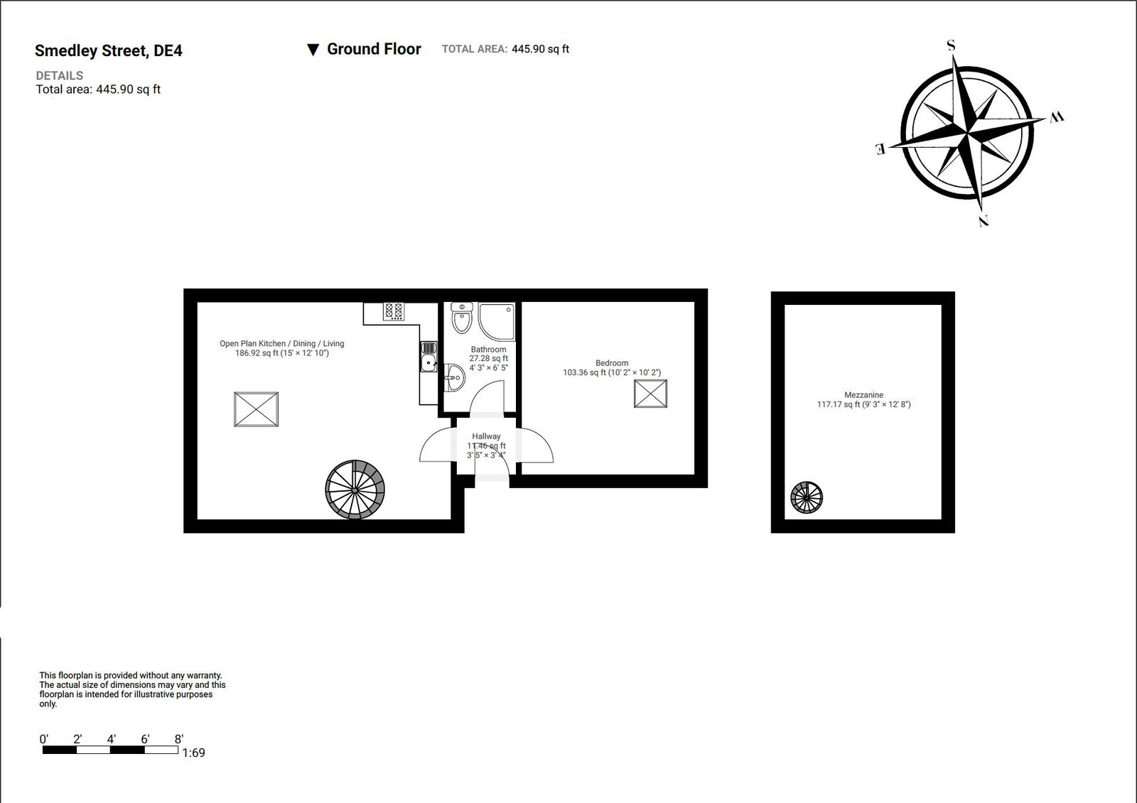 Floorplan for Wards House, 153 Smedley Street, Matlock, DE4 3JG