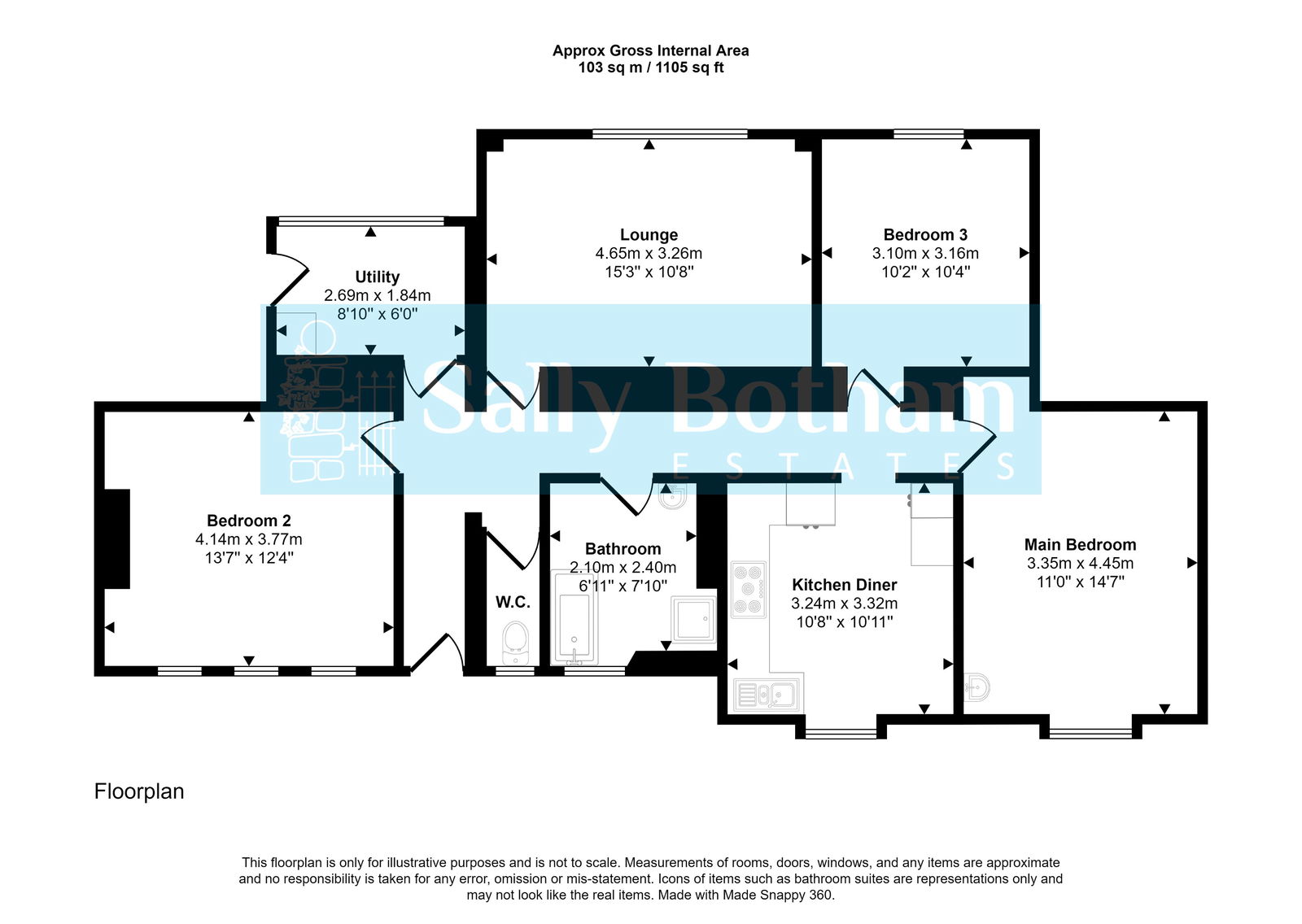 Floorplan for Moor Road. Ashover.