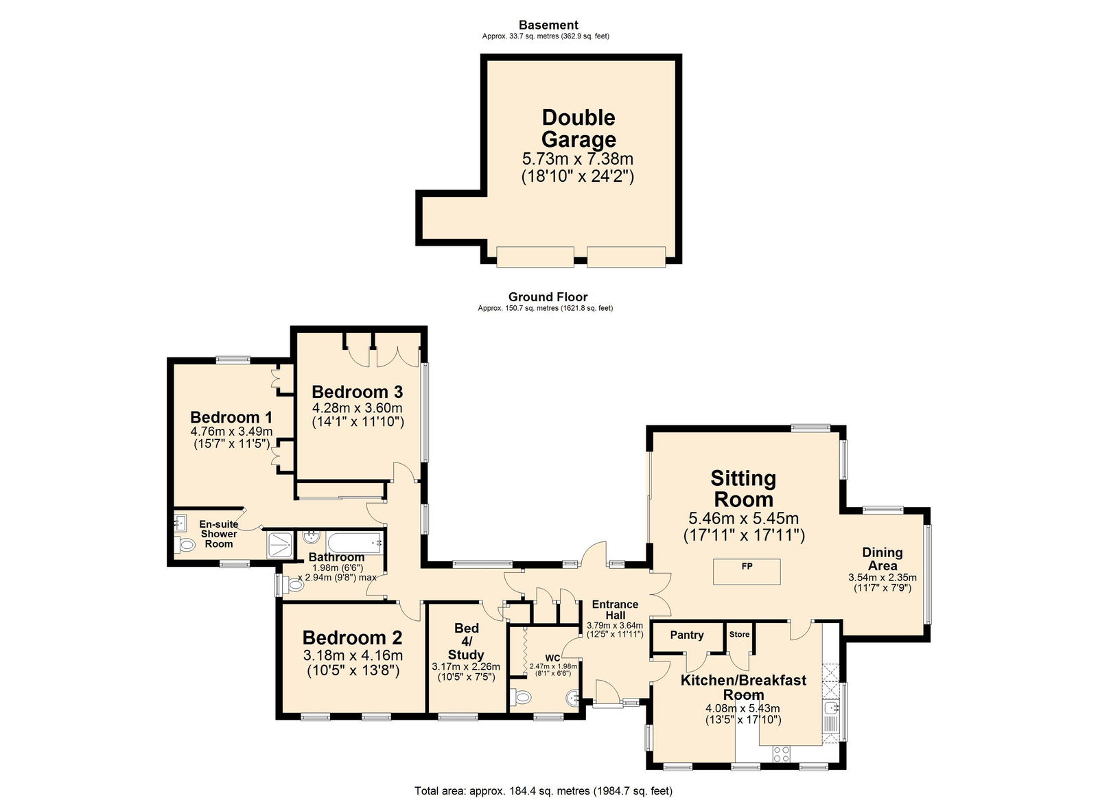 Floorplan for Overbridge Cottage, Moor End, Beeley