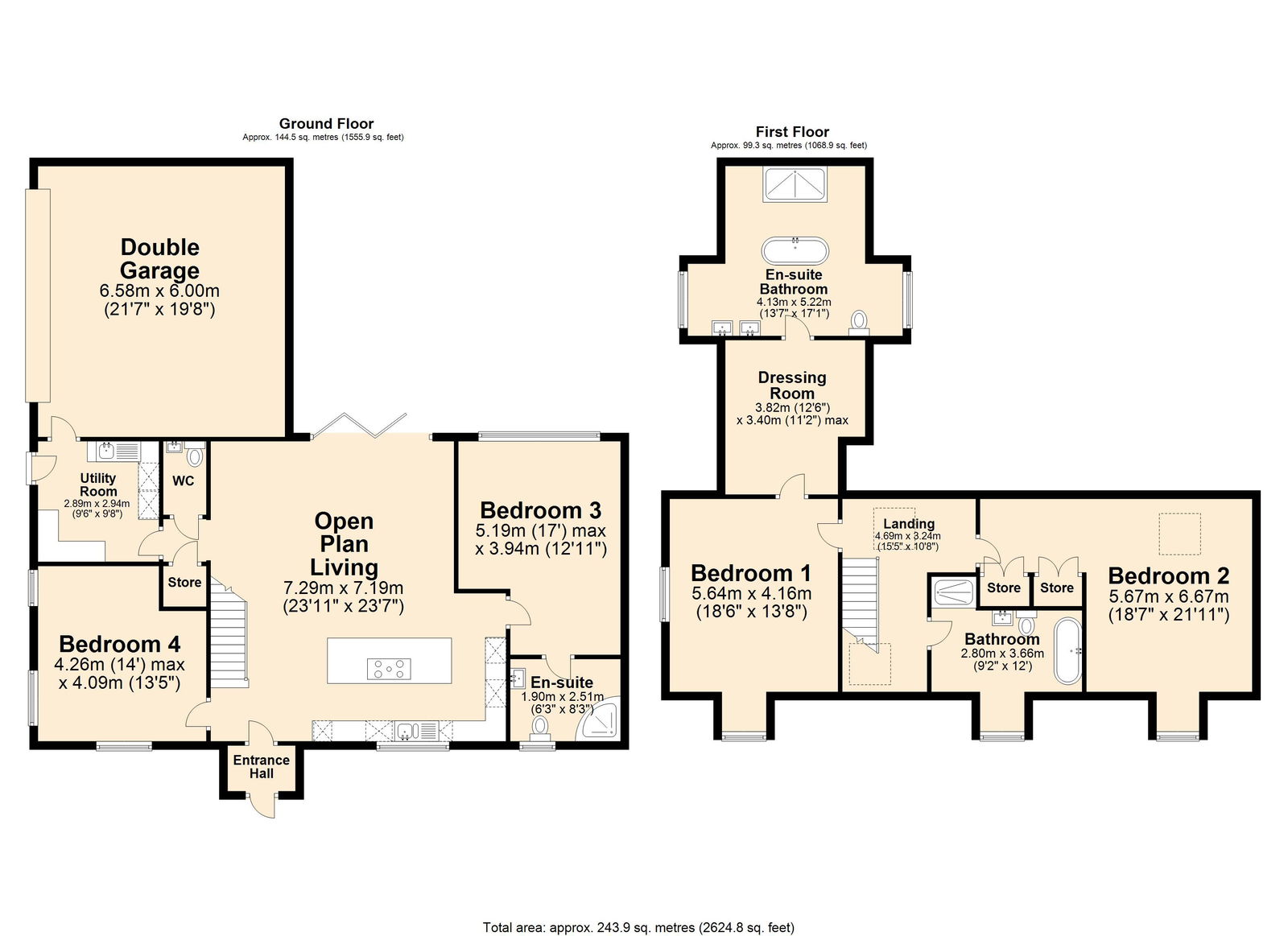 Floorplan for Hockley Lane, Wingerworth, Chesterfield.