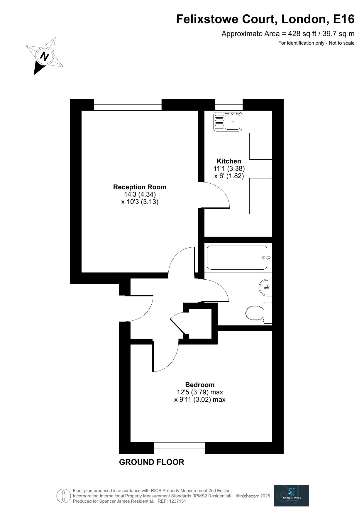 Floorplan for Felixstowe Court, Galleons Lock, E16