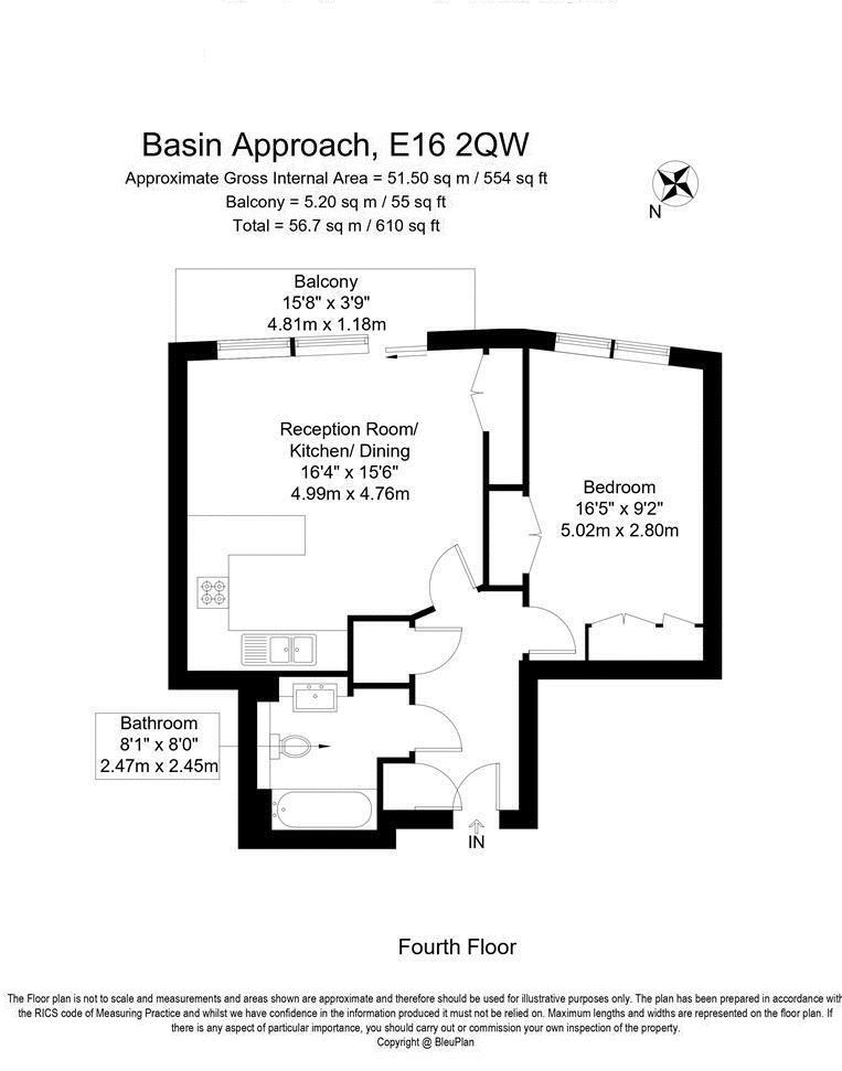 Floorplan for The Galley, Basin Approach, London