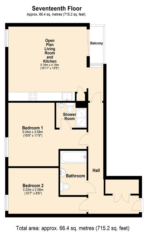 Floorplan for Proton Tower, Tower Hamlets, E14