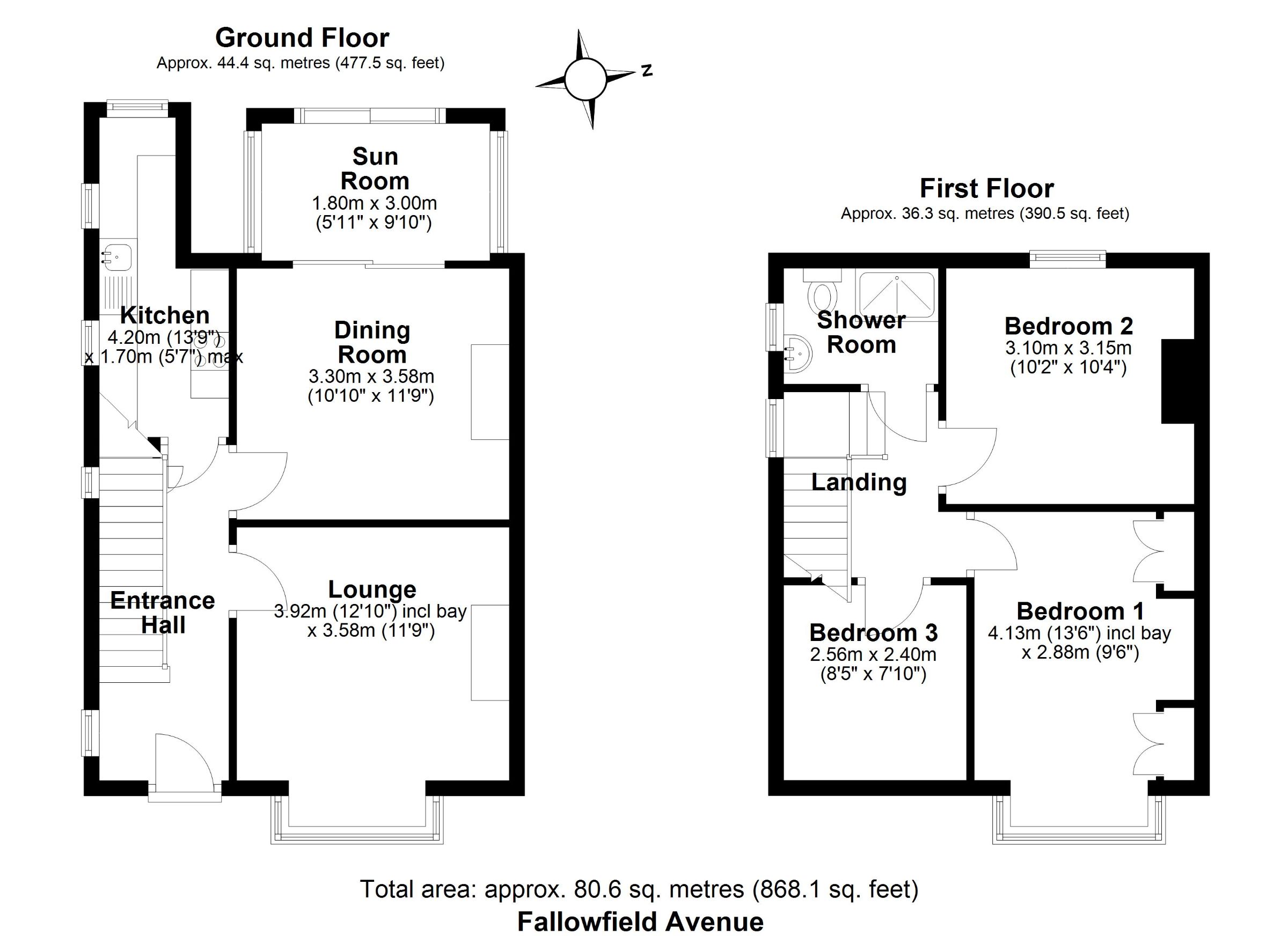 Floorplan for Fallowfield Avenue, Newcastle upon Tyne