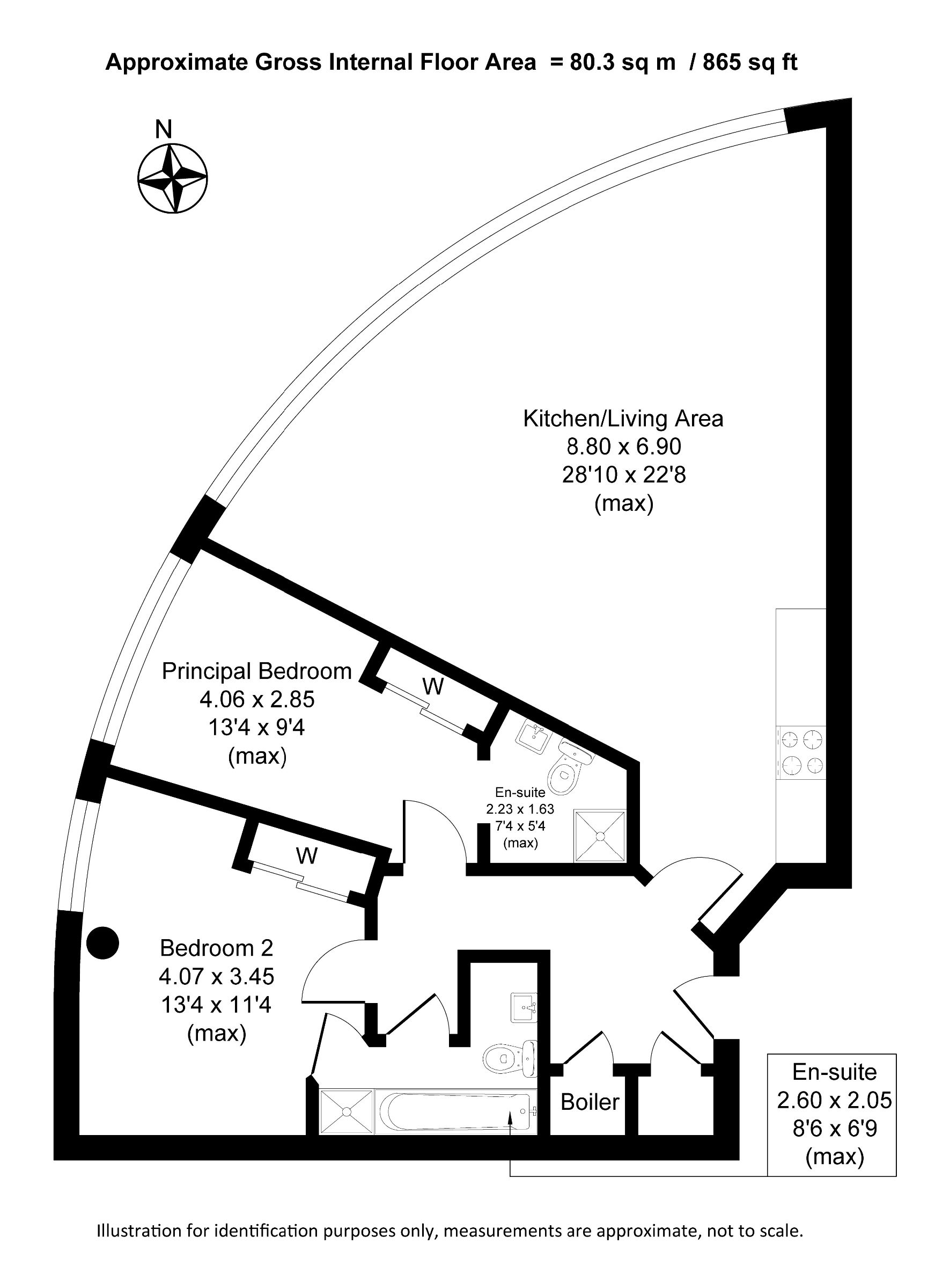 Floorplan for Flat 2906 Bridgewater Place, Water Lane, Leeds