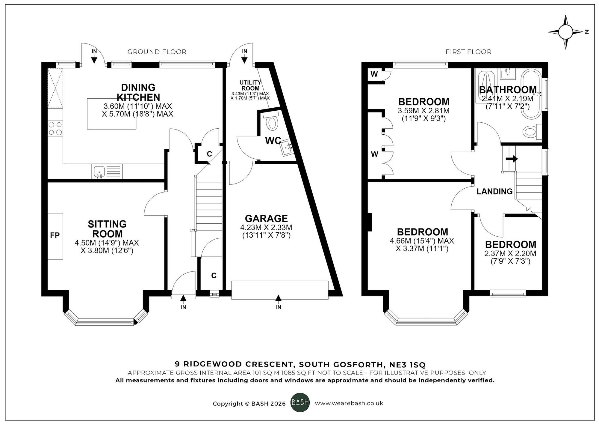 Floorplan for Ridgewood Crescent, South Gosforth, NE3