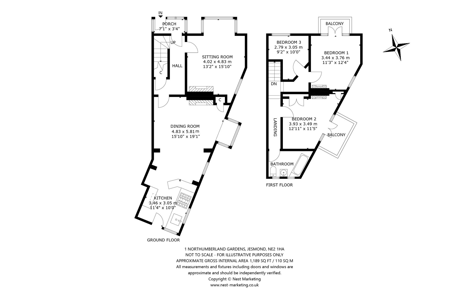 Floorplan for Northumberland Gardens, Jesmond, NE2