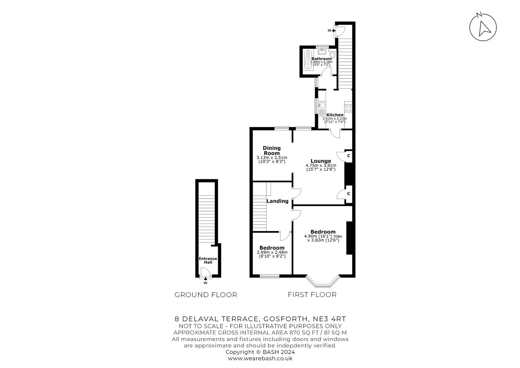 Floorplan for Delaval Terrace, Newcastle Upon Tyne, NE3
