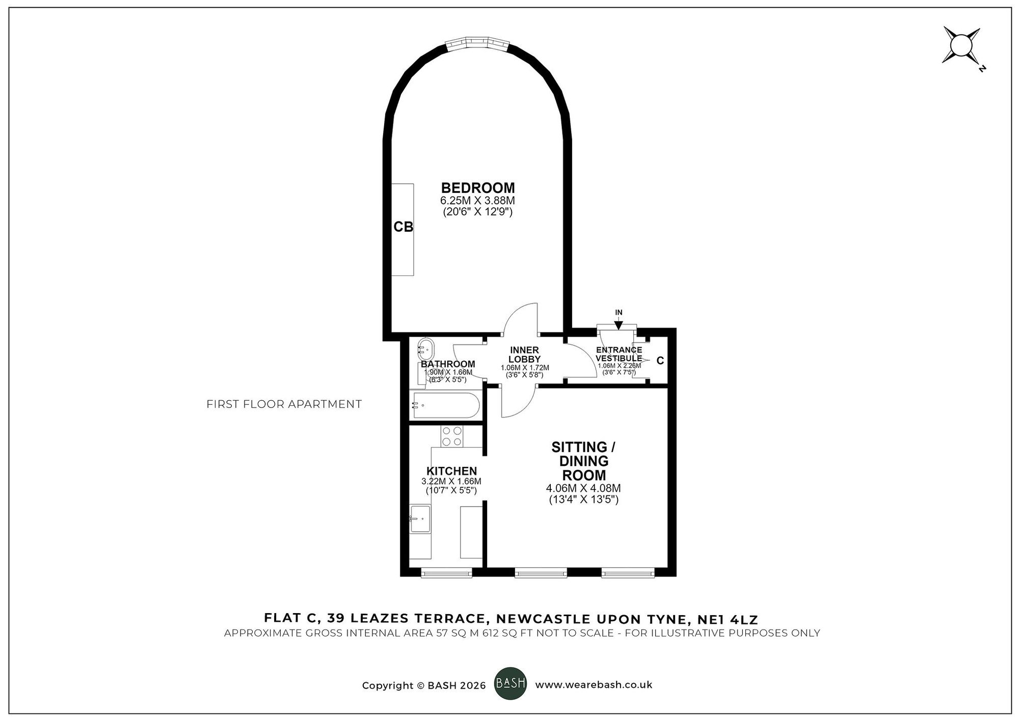 Floorplan for Leazes Terrace, Newcastle Upon Tyne, NE1