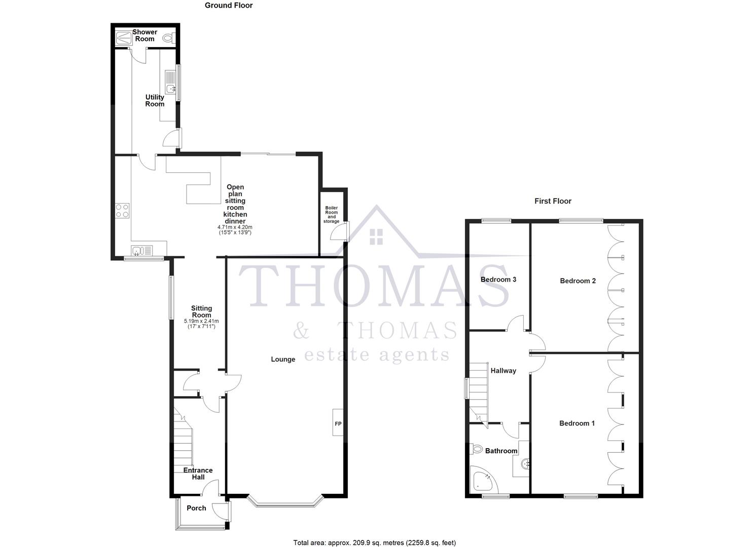Floorplan for Myrtle Hill, Ponthenry, Llanelli