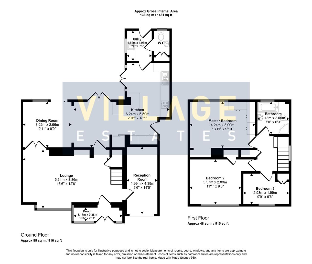 Floorplan for Kenilworth Drive, Borehamwood