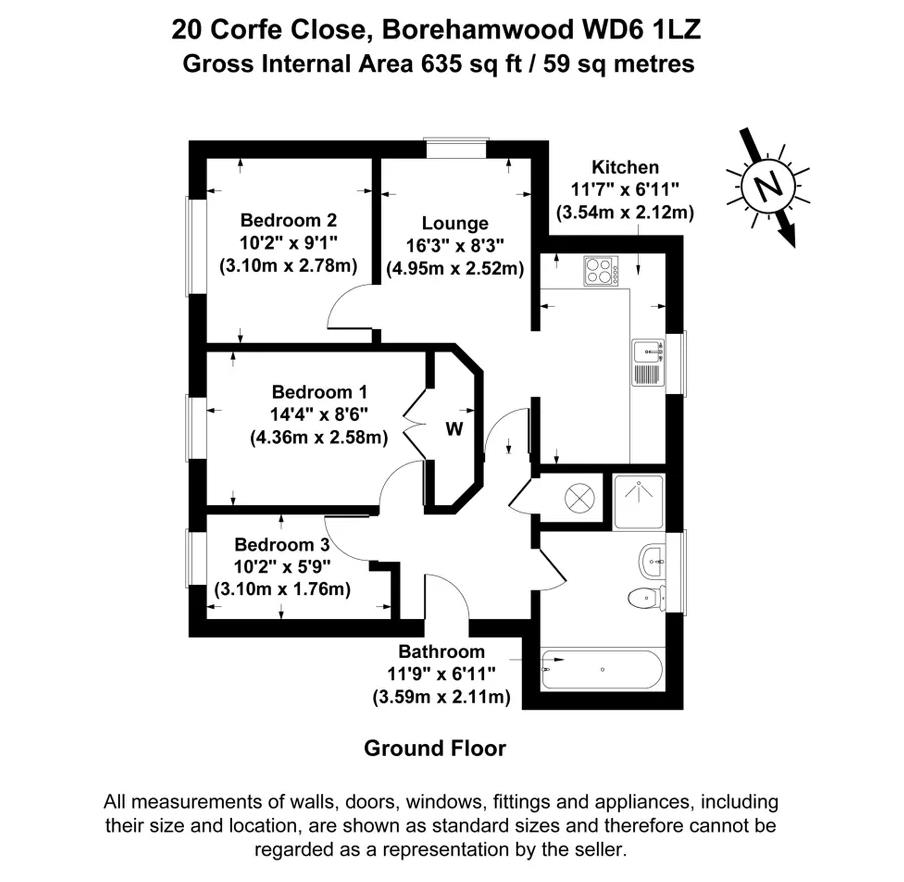 Floorplan for Corfe Close, Borehamwood