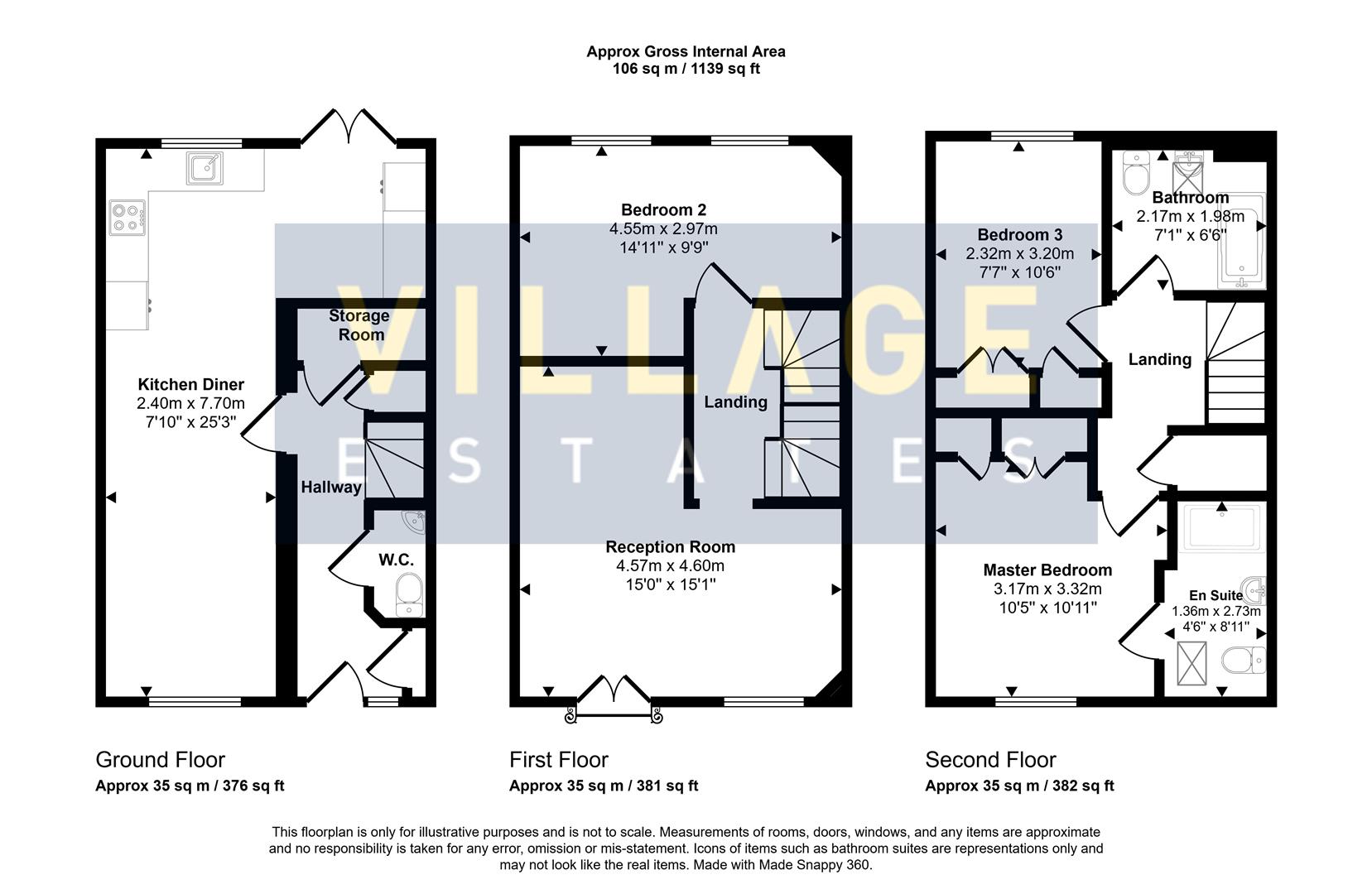 Floorplan for Wordsworth Gardens, Borehamwood