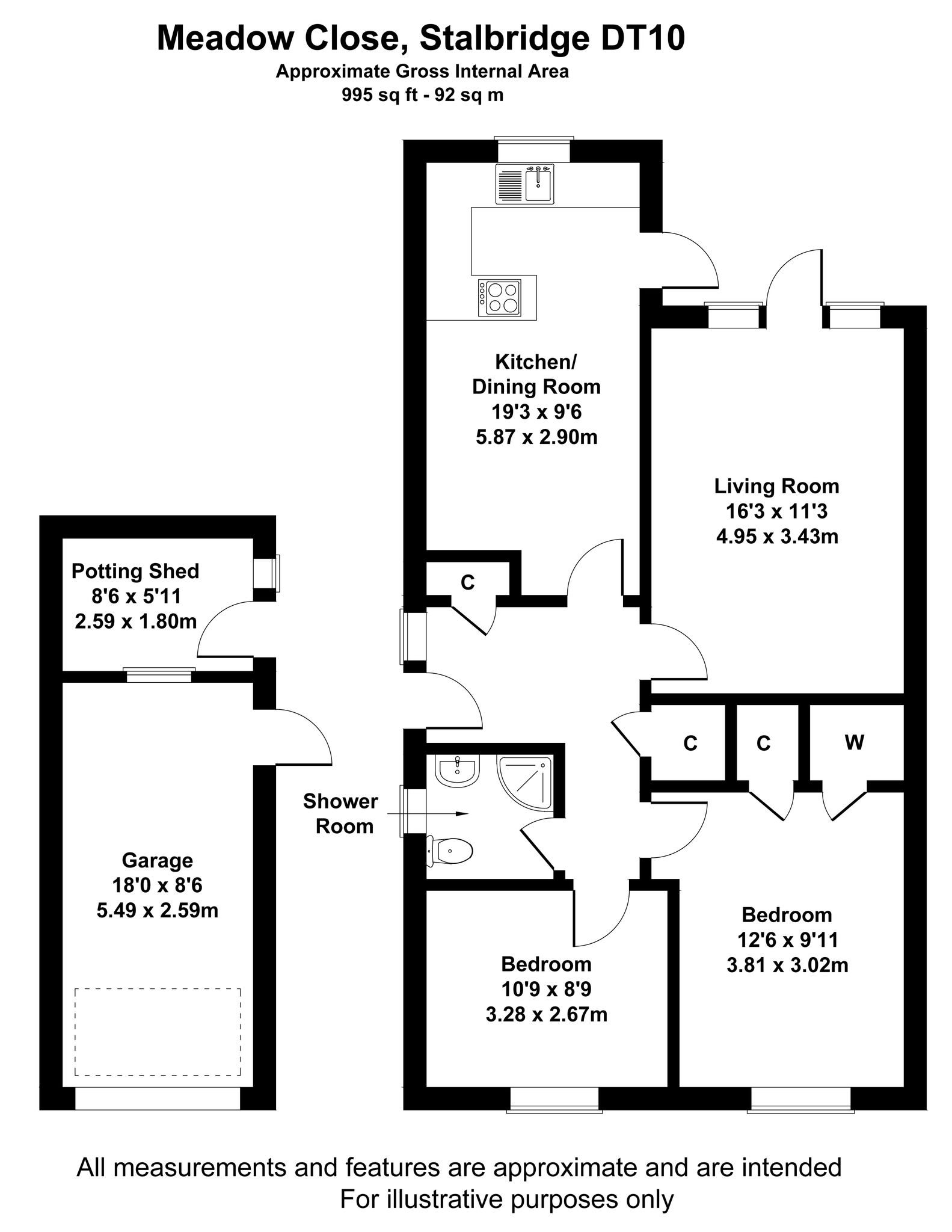 Floorplan for Meadow Close, Dorset, Stalbridge