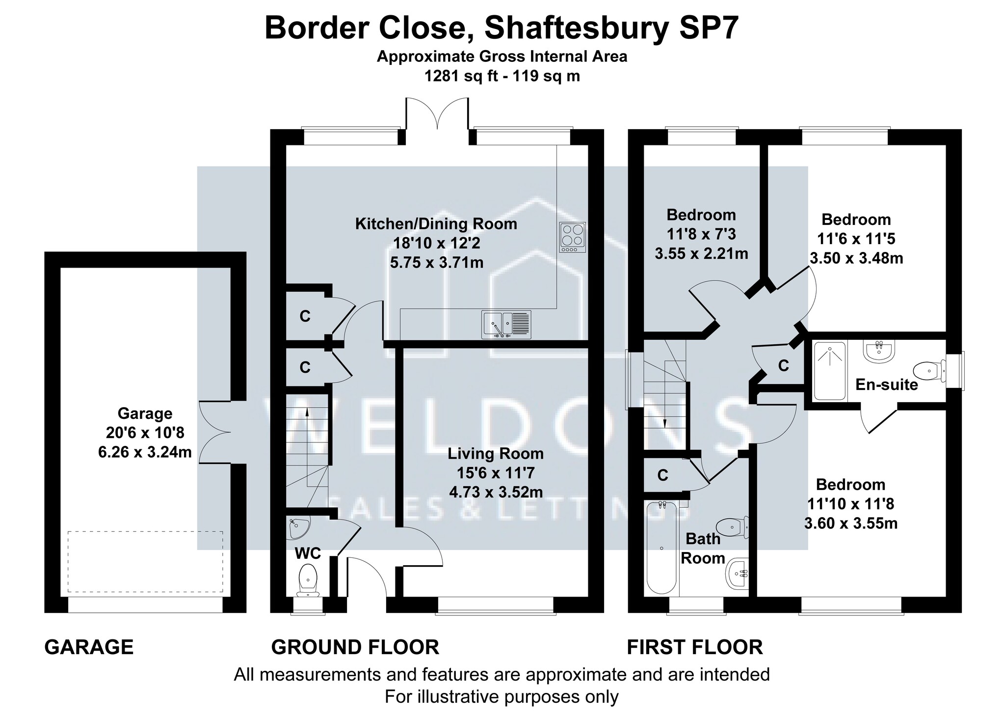 Floorplan for Border Close, Shaftesbury