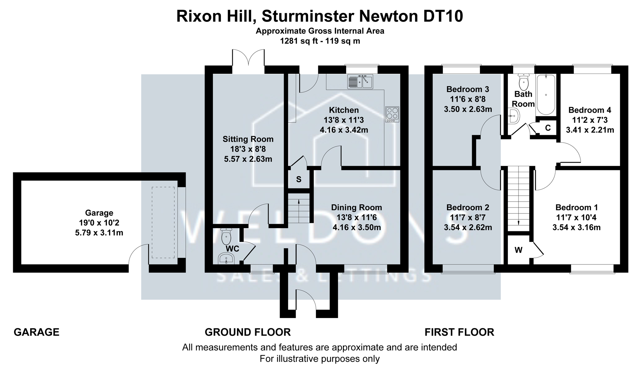 Floorplan for Jasmine Cottage, Dorset, Sturminster Newton