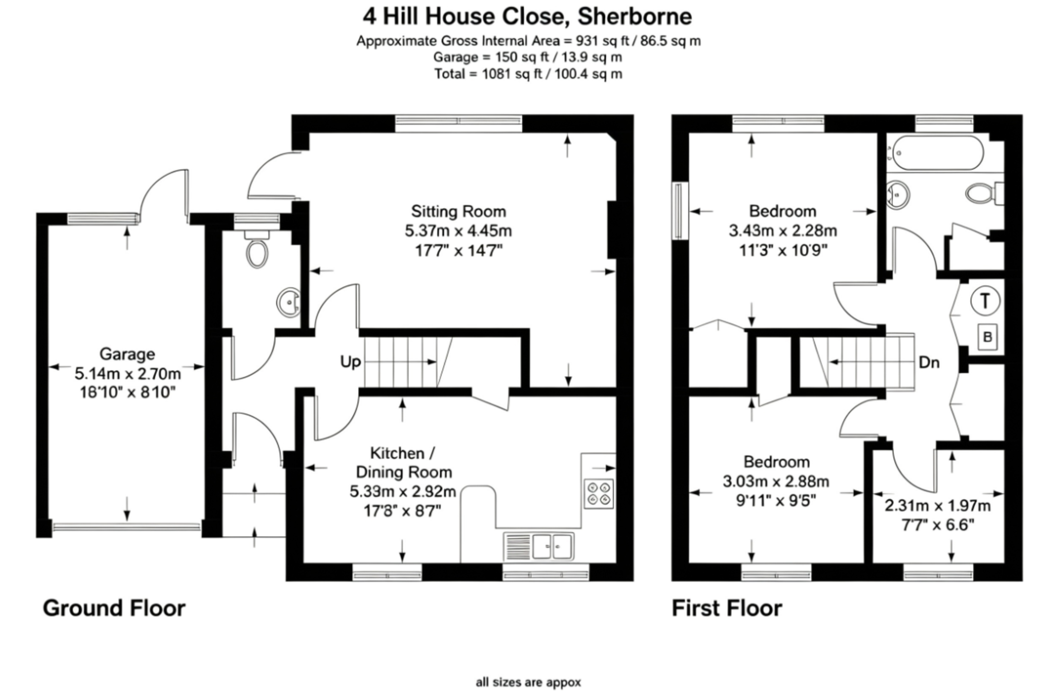 Floorplan for Hill House Close, SHERBORNE